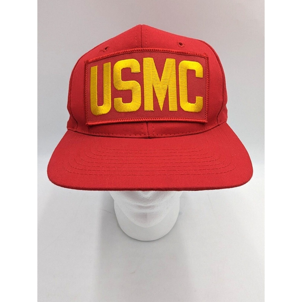 Vintage USMC United States Marine Corps Snapback Hat Red Nissin Cap Patch Mens